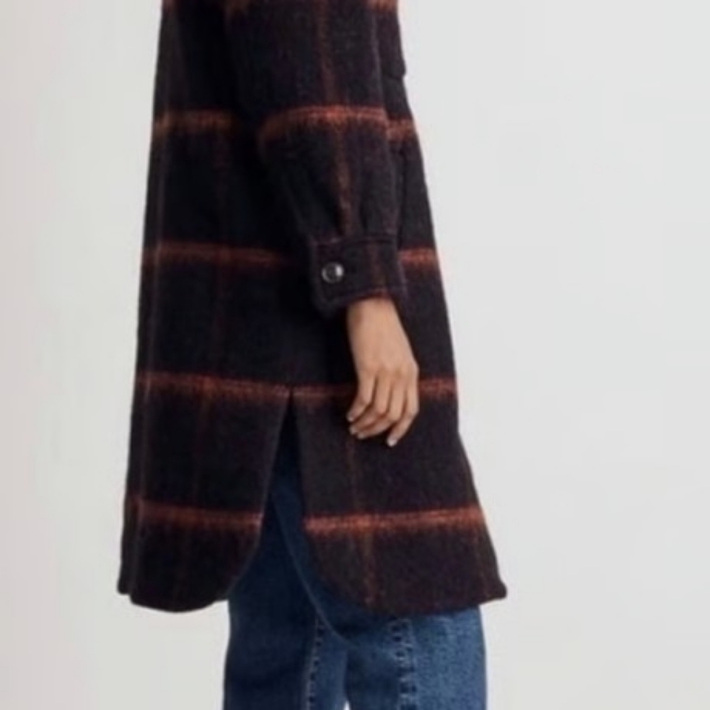 MADEWELL SZ S OVERSIZED SOICED RUM WINDOWPANE LONG COAT NWOT RTL $199 - Picture 7 of 11